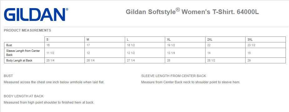 Fitted T-Shirt Size Chart