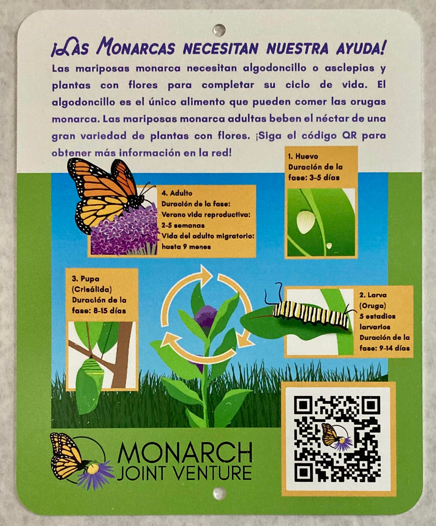 Las Monarcas Necesitan Nuestra Ayuda Habitat Sign