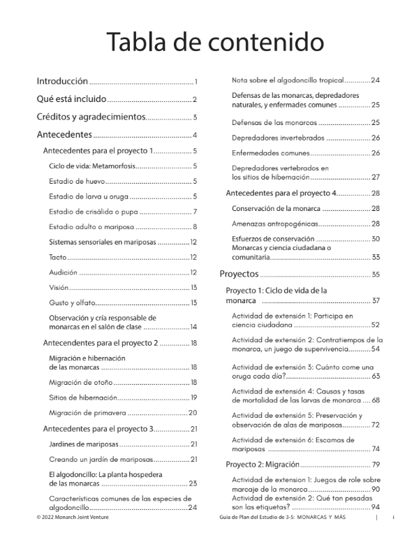 Spanish 3-5 Curriculum Guide Table of Contents pt. 1